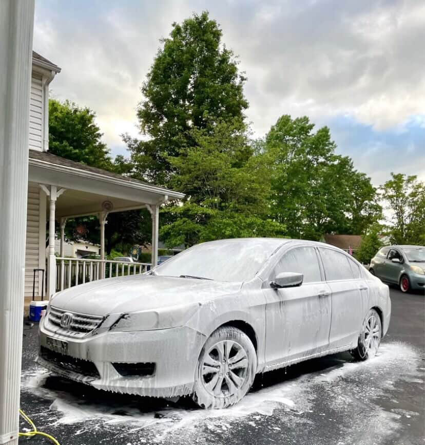 Honda Accord covered in foam during exterior wash